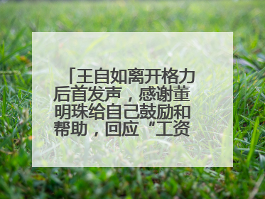 王自如离开格力后首发声，感谢董明珠给自己鼓励和帮助，回应“工资条”：清楚自己要什么，工资条不重要