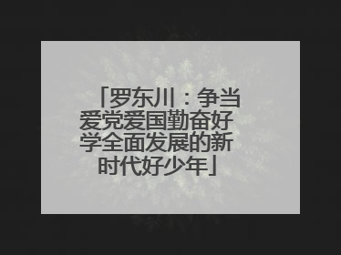 罗东川：争当爱党爱国勤奋好学全面发展的新时代好少年