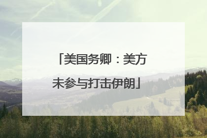 美国务卿：美方未参与打击伊朗