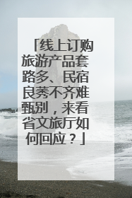 线上订购旅游产品套路多、民宿良莠不齐难甄别，来看省文旅厅如何回应？