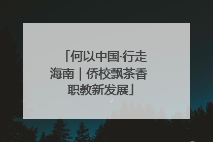 何以中国·行走海南｜侨校飘茶香 职教新发展