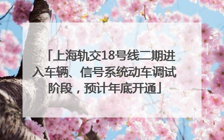 上海轨交18号线二期进入车辆、信号系统动车调试阶段，预计年底开通