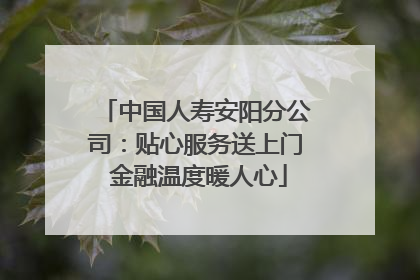 中国人寿安阳分公司：贴心服务送上门 金融温度暖人心