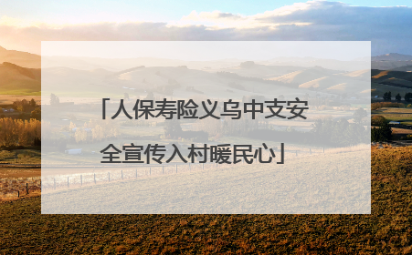 人保寿险义乌中支安全宣传入村暖民心