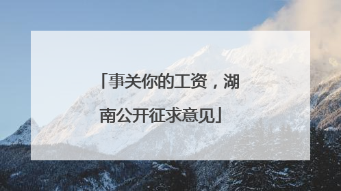 事关你的工资，湖南公开征求意见