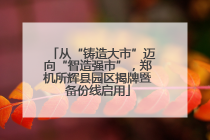 从“铸造大市”迈向“智造强市”，郑机所辉县园区揭牌暨备份线启用