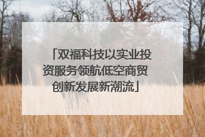 双福科技以实业投资服务领航低空商贸创新发展新潮流