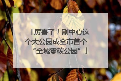厉害了！副中心这个大公园成全市首个“全域零碳公园”