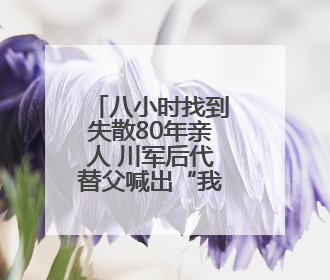 八小时找到失散80年亲人 川军后代替父喊出“我回家了”