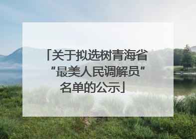 关于拟选树青海省“最美人民调解员” 名单的公示