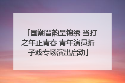 国潮晋韵呈锦绣 当打之年正青春 青年演员折子戏专场演出启动