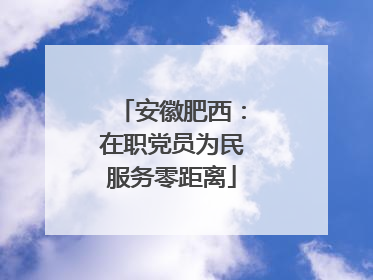 安徽肥西：在职党员为民服务零距离