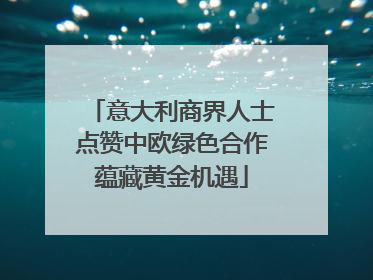 意大利商界人士点赞中欧绿色合作蕴藏黄金机遇