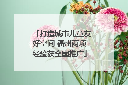 打造城市儿童友好空间 福州两项经验获全国推广