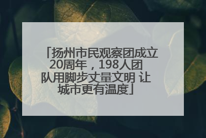 扬州市民观察团成立20周年，198人团队用脚步丈量文明 让城市更有温度