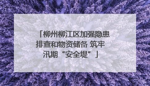 柳州柳江区加强隐患排查和物资储备 筑牢汛期“安全堤”