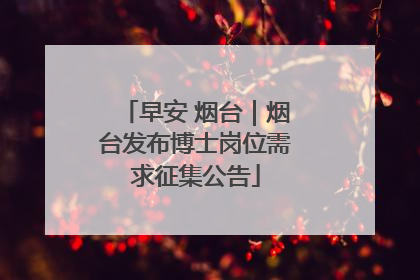 早安 烟台｜烟台发布博士岗位需求征集公告