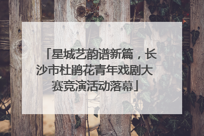 星城艺韵谱新篇，长沙市杜鹃花青年戏剧大赛竞演活动落幕