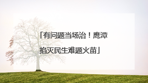 有问题当场治！鹰潭掐灭民生难题火苗