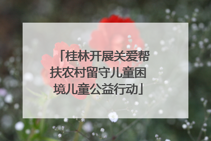 桂林开展关爱帮扶农村留守儿童困境儿童公益行动