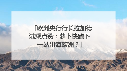 欧洲央行行长拉加德试乘点赞：萝卜快跑下一站出海欧洲？