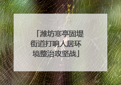 潍坊寒亭固堤街道打响人居环境整治攻坚战