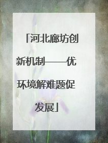 河北廊坊创新机制——优环境解难题促发展