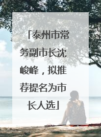 泰州市常务副市长沈峻峰，拟推荐提名为市长人选