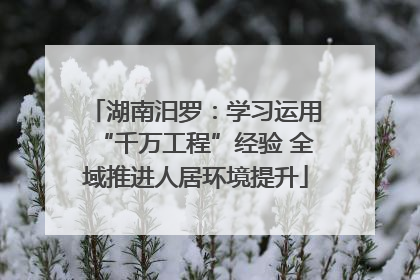 湖南汨罗：学习运用“千万工程”经验 全域推进人居环境提升