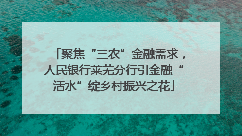 聚焦“三农”金融需求，人民银行莱芜分行引金融“活水”绽乡村振兴之花