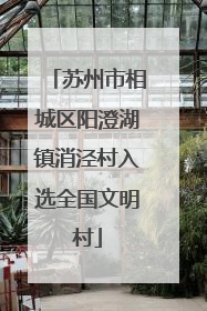苏州市相城区阳澄湖镇消泾村入选全国文明村