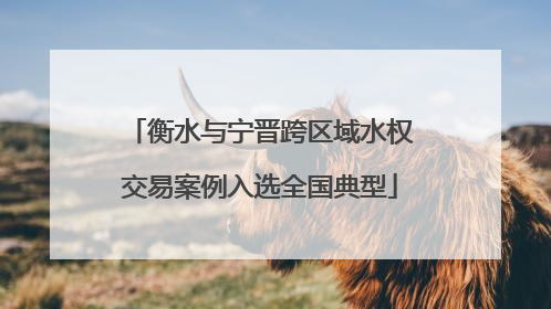 衡水与宁晋跨区域水权交易案例入选全国典型