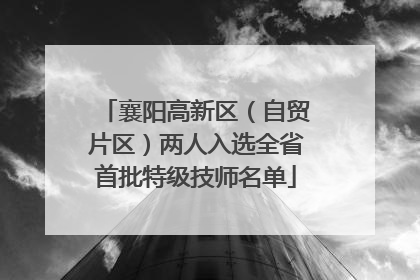 襄阳高新区（自贸片区）两人入选全省首批特级技师名单