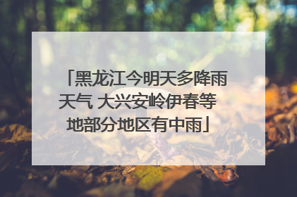 黑龙江今明天多降雨天气 大兴安岭伊春等地部分地区有中雨