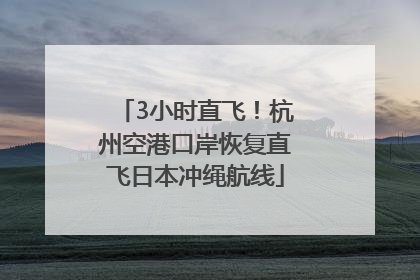 3小时直飞！杭州空港口岸恢复直飞日本冲绳航线