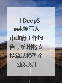 DeepSeek被写入市政府工作报告，杭州将支持算法模型企业发展